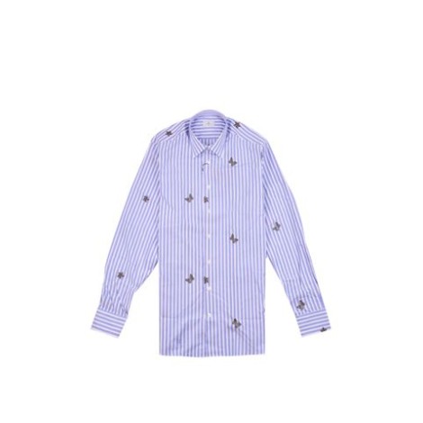 CAMICIA A RIGHE CON FARFALLE ALL-OVER