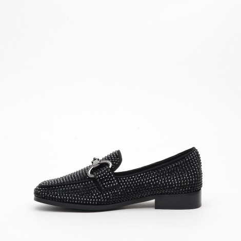 Mocassino in strass nero