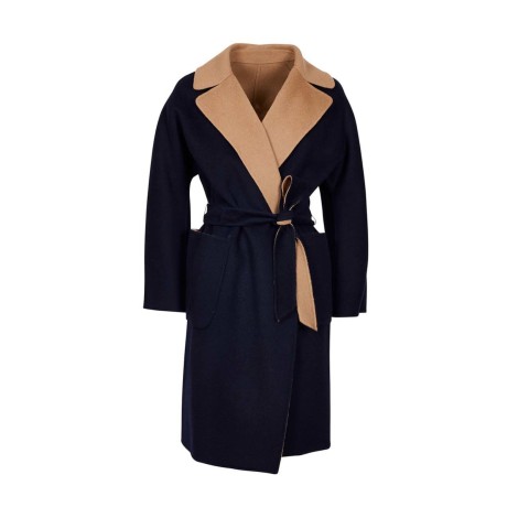 MAX MARA WEEKEND CAPPOTTO RAIL RERVERSIBILE IN LANA BLU-BEIGE 50160429600014