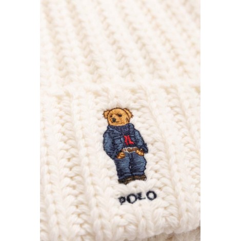 POLO RALPH LAUREN Berretto Polo Bear a coste con pompon