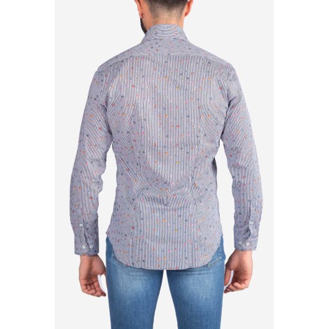 POGGIANTI Camicia multicolor in cotone