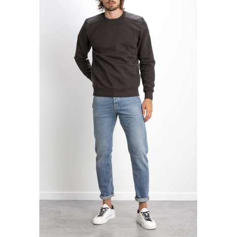 COTTON NECK SWEATSHIRT AND NYLON INSERTS