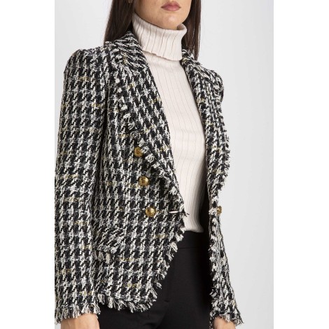 Tweed jacket with gold buttons