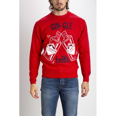 Men's Red Sweater Printing Gin-Gle Bells