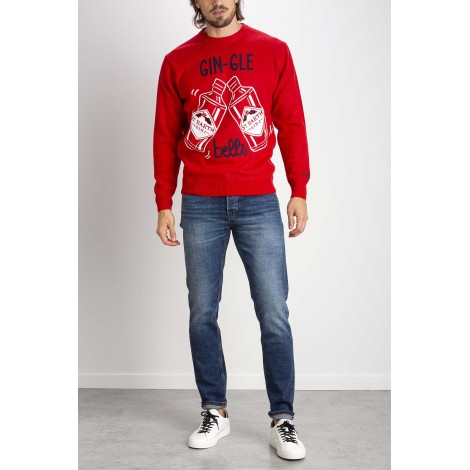 Men's Red Sweater Printing Gin-Gle Bells