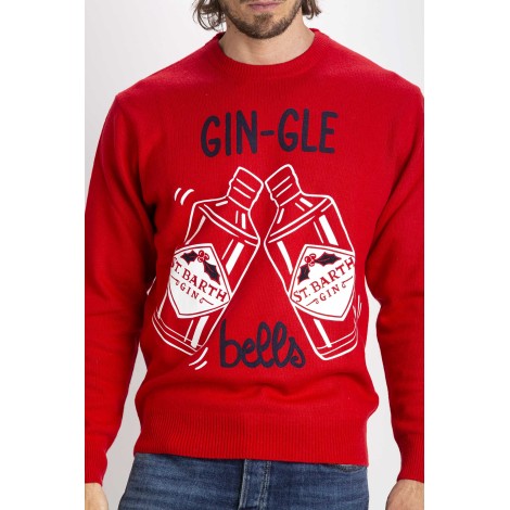 Men's Red Sweater Printing Gin-Gle Bells