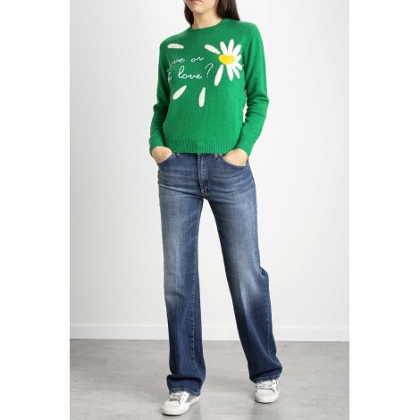 Brushed woman sweater with print of