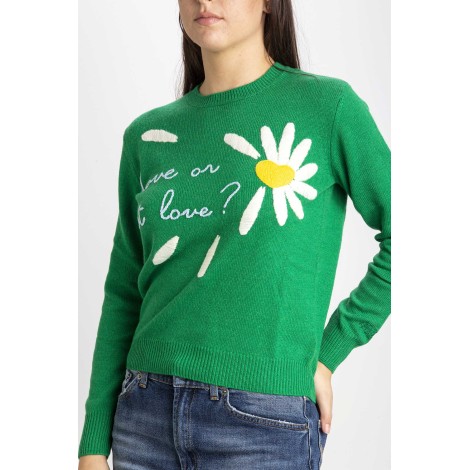 Brushed woman sweater with print of