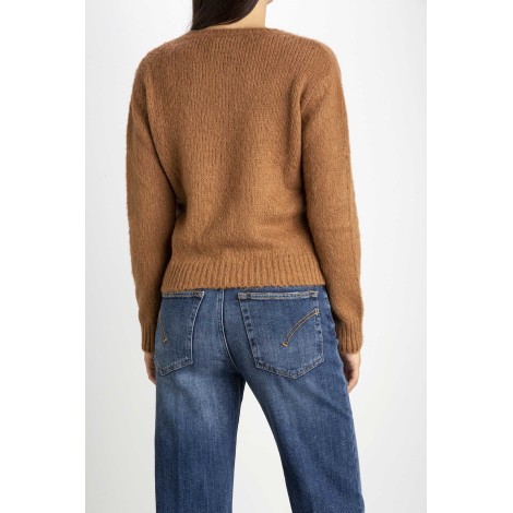 Sweater brown brushed woman with ri