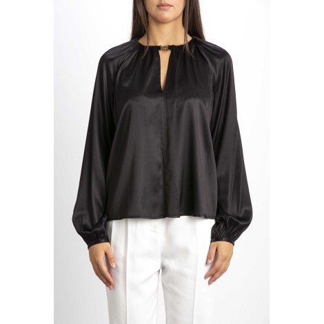 SATIN STRETCH LONG SLEEVED BLOUSE