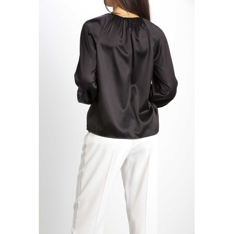 SATIN STRETCH LONG SLEEVED BLOUSE