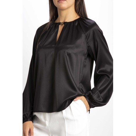 SATIN STRETCH LONG SLEEVED BLOUSE