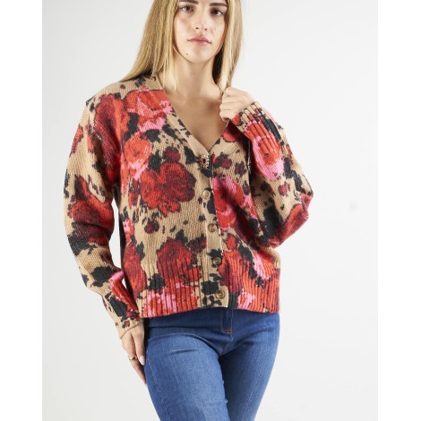 BLUGIRL Cardigan jacquard fantasia rose Blugirl by Bluemarine