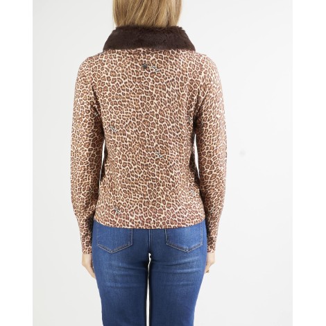 BLUGIRL Cardigan maculato con pelliccia Blugirl by Bluemarine