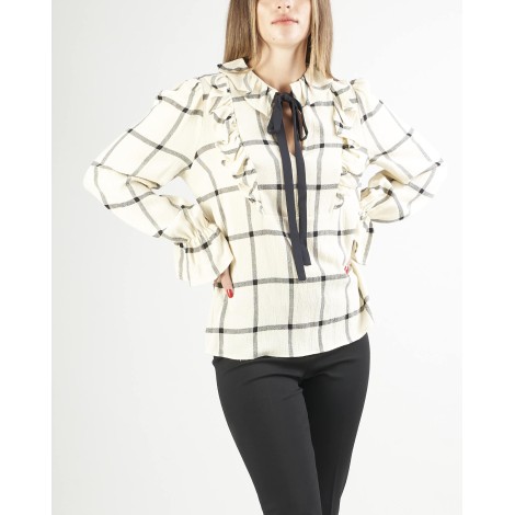 TWIN SET Camicia a quadri con rouches Twinset