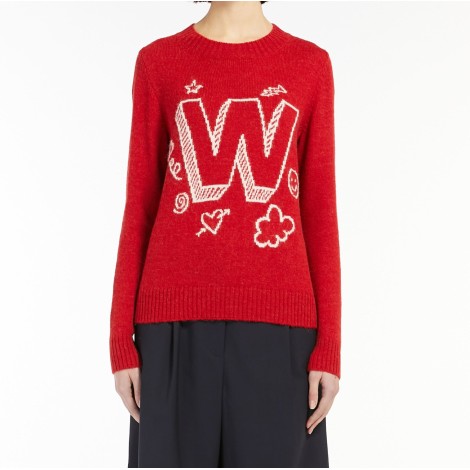 MAX MARA WEEKEND MAGLIA GALLO IN FILATO IN MISTO ALPACA E COTONE ROSSA 53661329600006