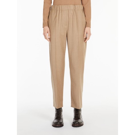 MAX MARA WEEKEND PANTALONE ALCA IN FLANELLA DI LANA BEIGE 51360423600016