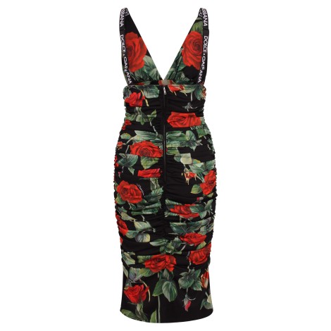 Dolce & Gabbana Draped Rose Print Dress 46