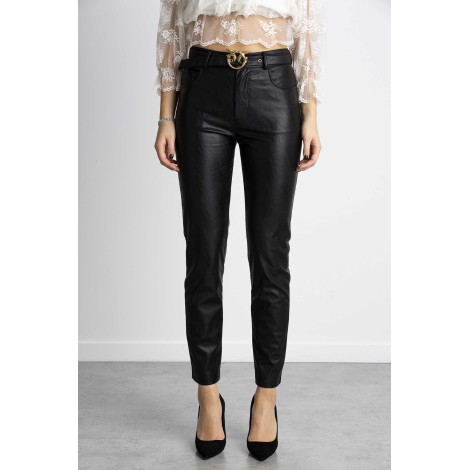 LEATHER EFFECT TROUSERS WITH BELT LOVE