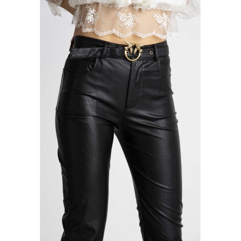 LEATHER EFFECT TROUSERS WITH BELT LOVE