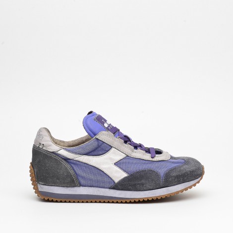 Sneakers in camoscio e tessuto blu e viola