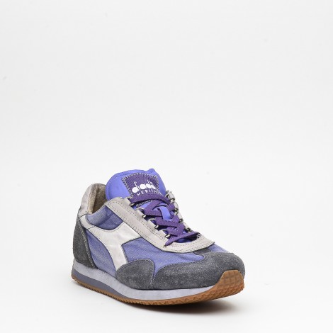 Sneakers in camoscio e tessuto blu e viola