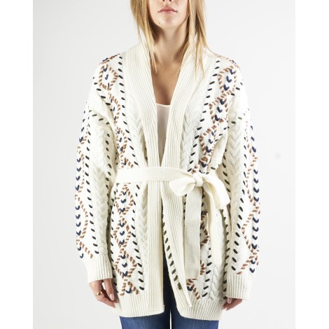 ICONA Cardigan jacquard con ricamo in lurex a contrasto Icona