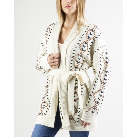 ICONA Cardigan jacquard con ricamo in lurex a contrasto Icona