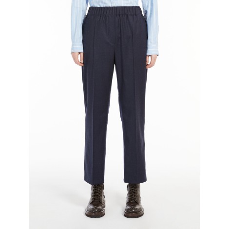 MAX MARA WEEKEND PANTALONI ALCA IN FLANELLA DI LANA BLU 51360423600002