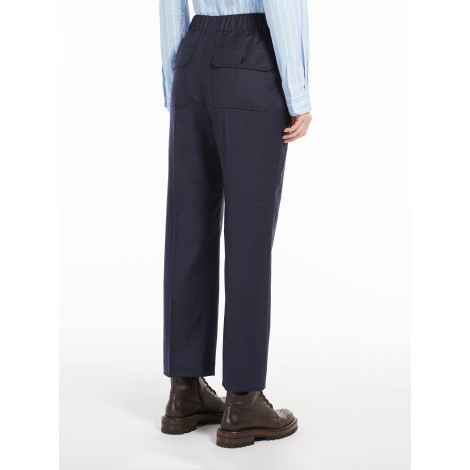 MAX MARA WEEKEND PANTALONI ALCA IN FLANELLA DI LANA BLU 51360423600002