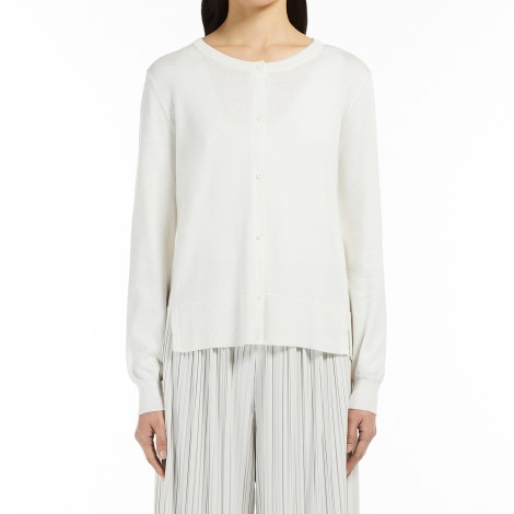 MAX MARA CARDIGAN LORD IN COTONE E SETA BIANCO 33460124600004