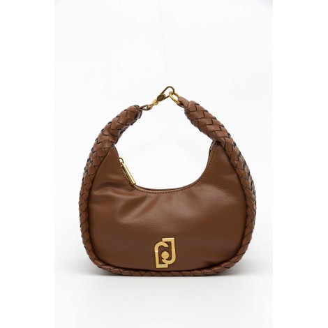 Woven shoulder bag with logo