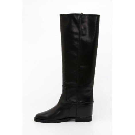 BLACK LEATHER BOOT V GOLD