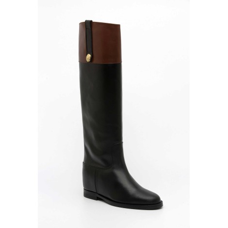 BLACK LEATHER BOOT WITH LEATHER BAND