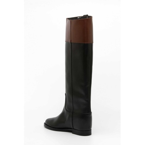 BLACK LEATHER BOOT WITH LEATHER BAND