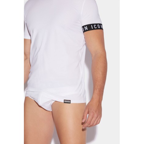 DSQUARED2 T-SHIRT IN COTONE STRETCH BIANCA <BR/>