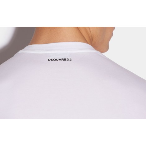 DSQUARED2 T-SHIRT IN COTONE STRETCH BIANCA <BR/>