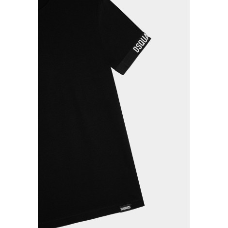 DSQUARED2 T-SHIRT CON MANICA A FASCIA NERA D9M3U362001