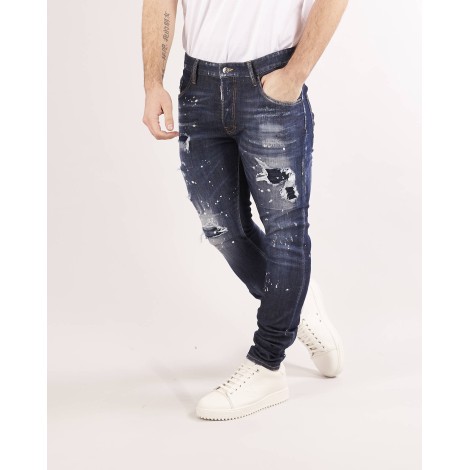 DSQUARED Dark ripped bleach wash superr twinky jeans Dsquared