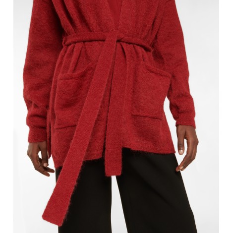 MAX MARA LEISURE CARDIGAN LUNGO TESSA CON CINTURA ROSSO 33460426600002