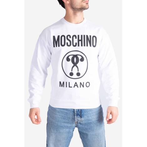 MOSCHINO Felpa in cotone con stampa Double Question Mark