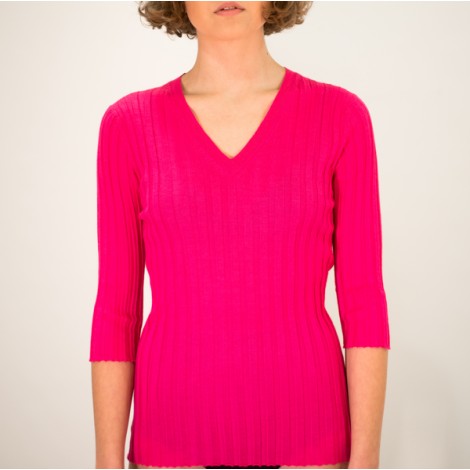 LA ROSE V neck fucsia