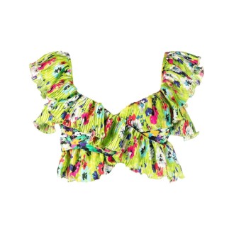 MSGM ruffled floral-print crop