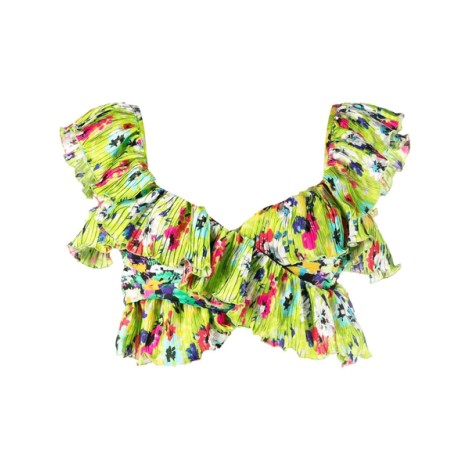 MSGM ruffled floral-print crop