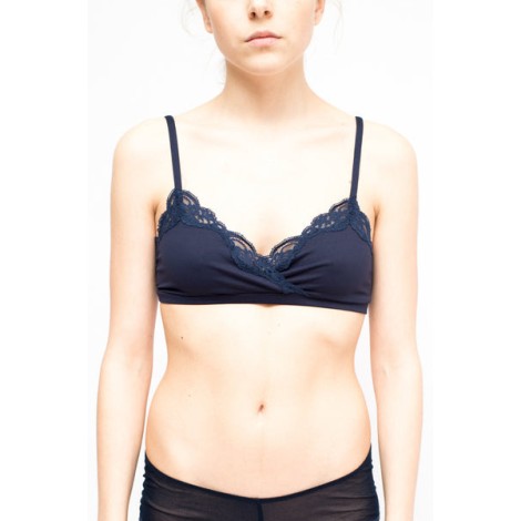 LA Rose lycra and lace bra blu