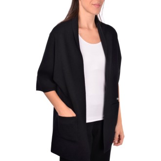 PAOLO FIORILLO CAPRI MAXI CARDIGAN PUNTO STOFFA NERO 5724012840099