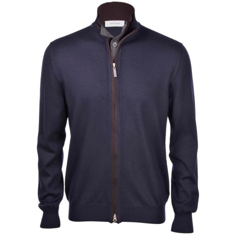 PAOLO FIORILLO CAPRI CARDIGAN FULL ZIP CON CHIUSURA A BOTTONI BLU, MARRONE, GRIGIO 5714214223598