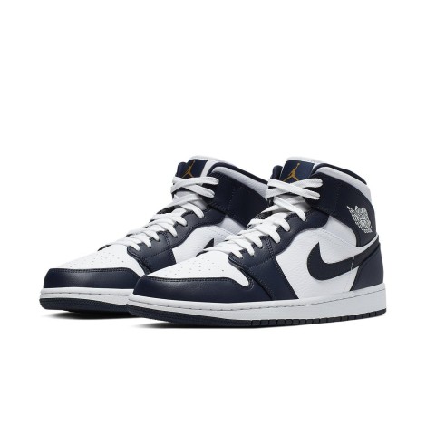 Jordan 1 Mid White Metallic Gold Obsidian