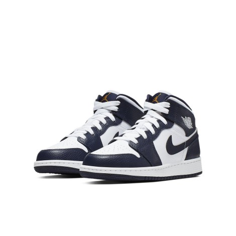 Jordan 1 Mid White Metallic Gold Obsidian (GS)