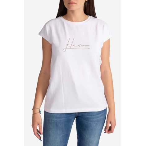 HERNO T-Shirt in Interlock jersey con strass